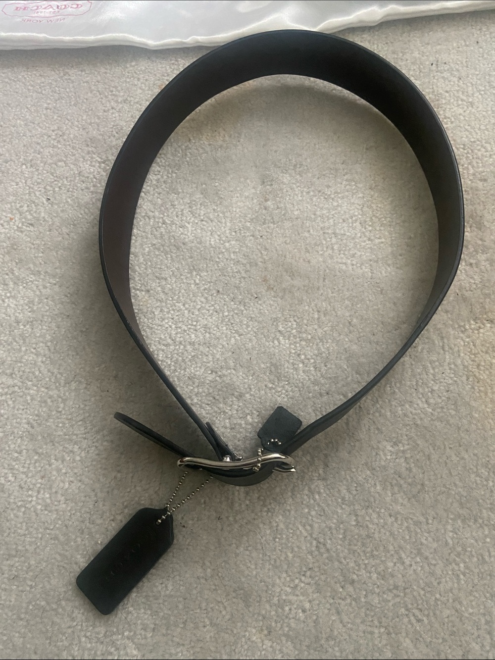 Coach Black Leather Belt with Silver Hardware.  NEVER WORN. 🔥BRAND NEW🔥